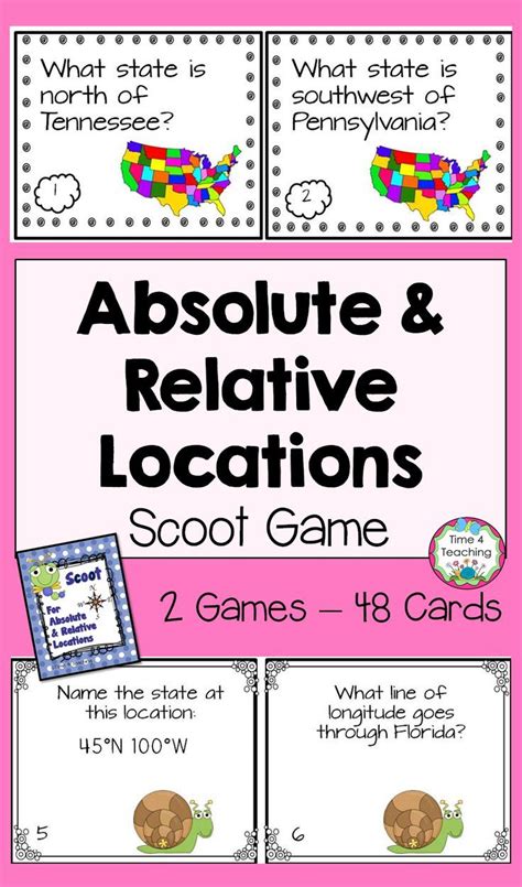 Scoot for Absolute and Relative Locations | Social studies elementary ...