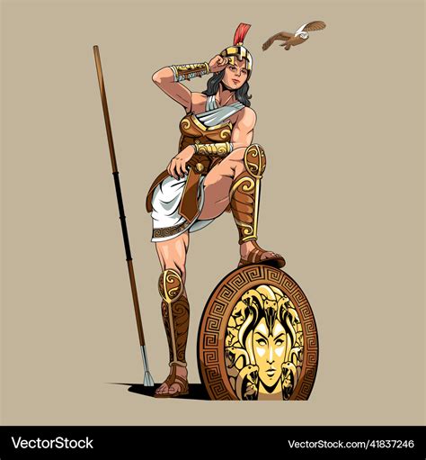 Athena ancient greek goddess of warfare strategy Vector Image