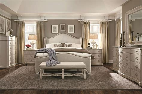 Chateaux Grey Upholstered Shelter Bedroom Set from ART | Coleman Furniture