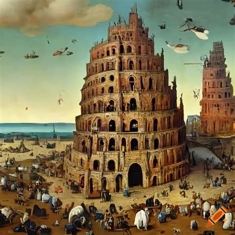 Pieter bruegel's tower of babel painting on Craiyon