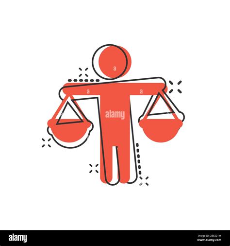 Ethic balance icon in comic style. Honesty cartoon vector illustration ...