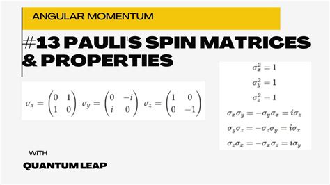 #13-- Pauli's spin matrices & properties - YouTube