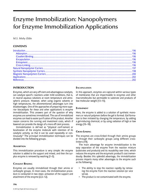 (PDF) Enzyme Immobilization: Nanopolymers for Enzyme Immobilization ...