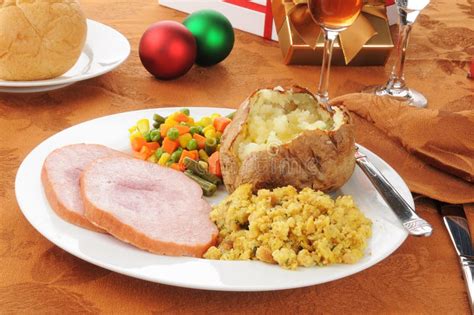 Christmas ham dinner stock image. Image of meal, decorations - 27154025