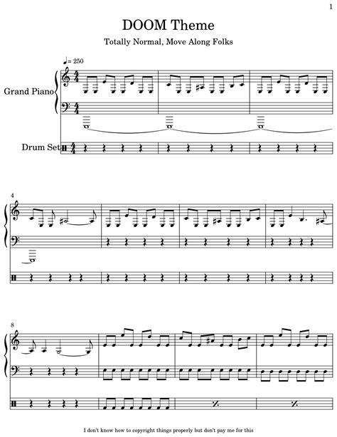 DOOM Theme - Sheet music for Piano, Drum Set