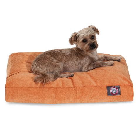 Majestic Pet Villa Rectangle Dog Bed Velvet Removable Cover Orange ...