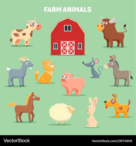 Farm animals and barn Royalty Free Vector Image