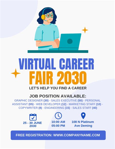 Broken White Modern Illustration Virtual Career Fair Flyer