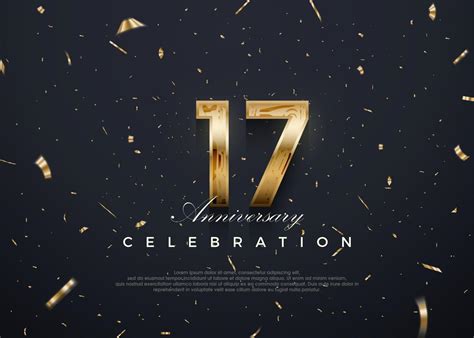 17th anniversary celebration, vector 3d design with luxury and shiny ...