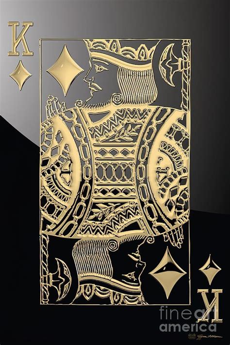 King of Diamonds in Gold over Black Painting by Jeremy Bethany | Pixels