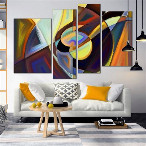 Abstract Shape Canvas Wall Art, Colorful Abstract Patterns 4 Piece Mul ...