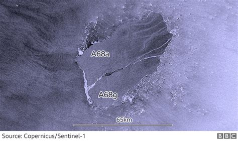 Split signals end for remnant of Antarctic iceberg A68a - BBC News