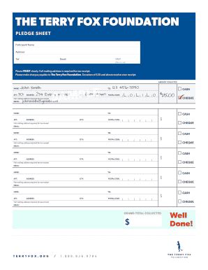 Sample - The Terry Fox Foundation - Fill and Sign Printable Template Online