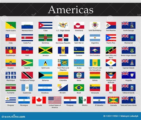 Flags of All Countries of the American Continents Stock Illustration ...