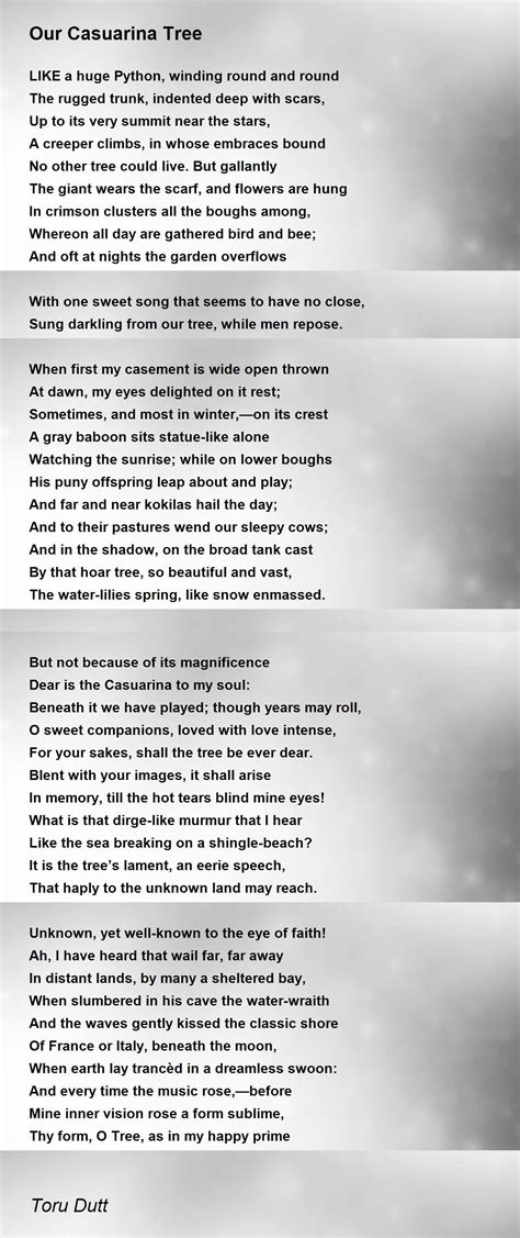 Our Casuarina Tree Poem by Toru Dutt - Poem Hunter