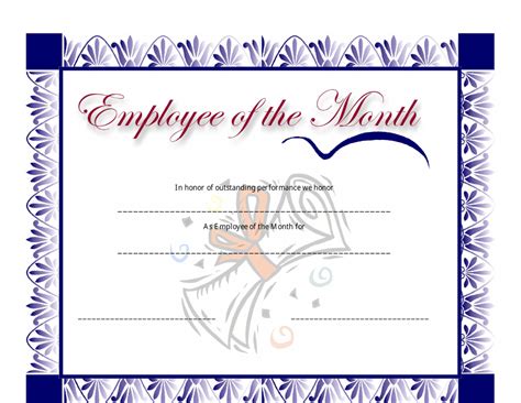 Blank Employee Of The Month Certificate