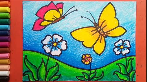 Easy and simple Flower Garden drawing - YouTube