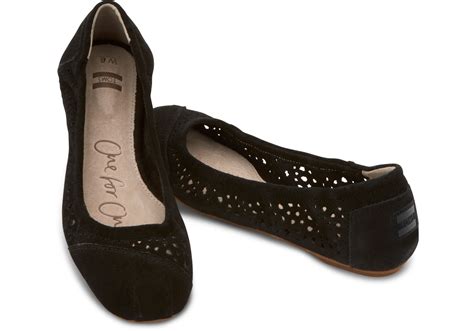 Lyst - Toms Black Moroccan Cutout Suede Women'S Ballet Flats in Black