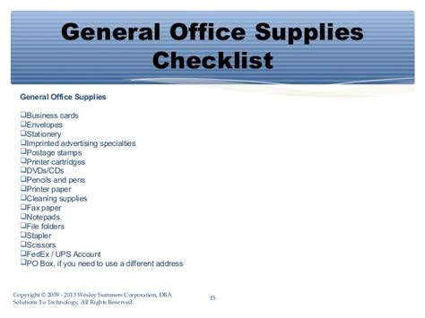 Office Supplies: Office Supplies List