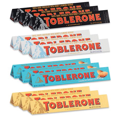 Toblerone Swiss Chocolate Variety Pack - Milk, Dark, White, Salted ...