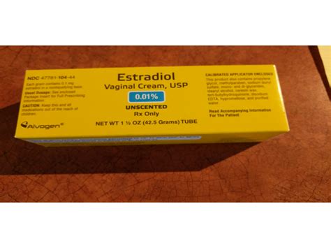 Estradiol Vaginal Cream USP 0.01%, Unscented, 42.5 g, Alvogen, Inc. (RX ...