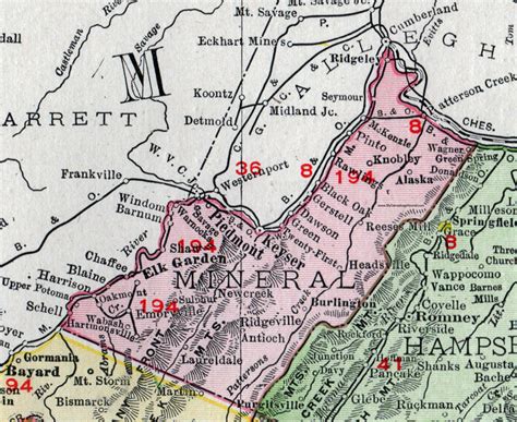 Mineral County, West Virginia 1911 Map by Rand McNally, Keyser ...