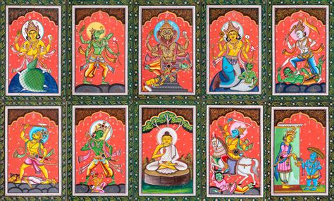 Dashavatara - The Ten Incarnations of Lord Vishnu (Set of Ten Paintings ...