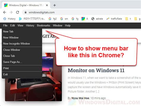 How to Show Menu Bar in Chrome (Missing?)