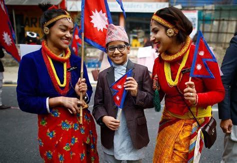 Nepali people dressed in national attires take part in a rally to ...