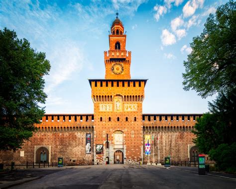 Entrance to the Sforza Castle (Castello Sforzesco) in Milan, Italy