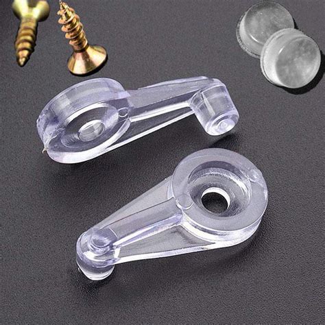 Glass Door Retainer Clips Kit, Plastic, Clear, Offset 4mm, with Screw ...