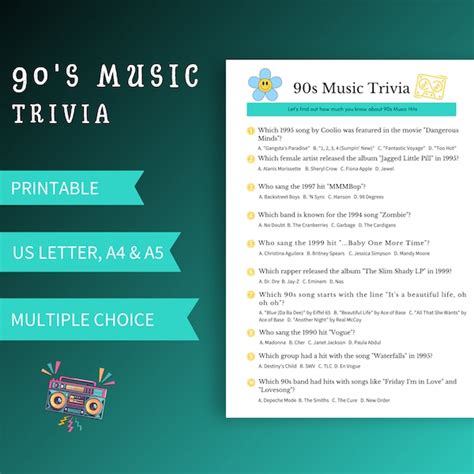 90s Quiz Printable - Etsy