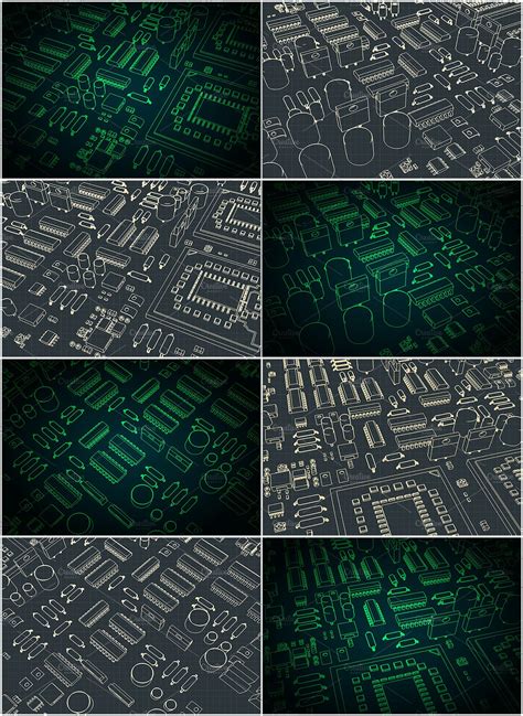 Circuit and microelectronics Set | Technology Illustrations ~ Creative ...