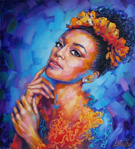 Abstract Painting Contemplation, Portrait african woman by Viktoria ...