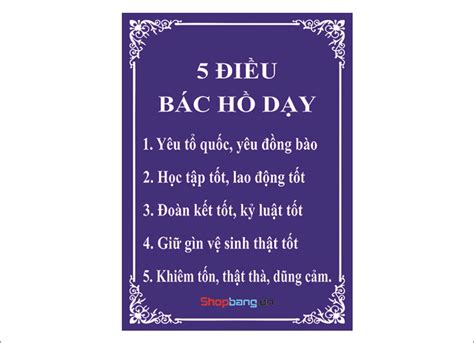 BẢNG 5 ĐIỀU BÁC HỒ DẠY