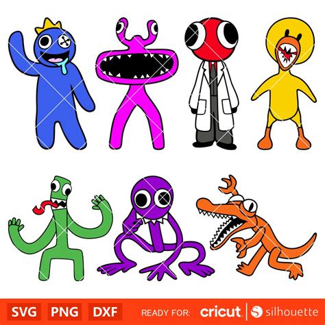 Rainbow Friends Characters Svg, Rainbow Family Svg, Gamer Rainbow ...