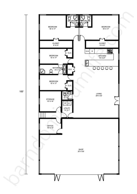 50x100 Barndominium Floor Plans with Shop – 8 Expansive Yet Cozy ...