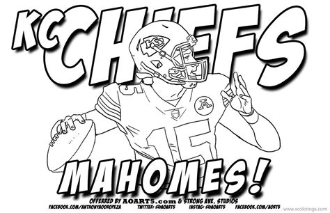 KC Chiefs Patrick Mahomes Coloring Pages. | Football coloring pages ...