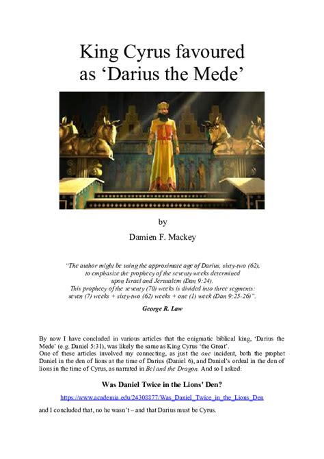 (DOC) King Cyrus favoured as 'Darius the Mede' | Damien Mackey ...