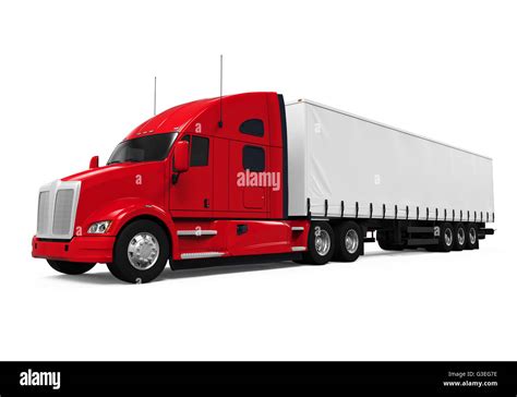 Red Trailer Truck Stock Photo - Alamy