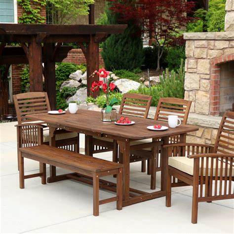 Manor Park Acacia Wood 6 Piece Rectangular Patio Dining Set - Walmart.com