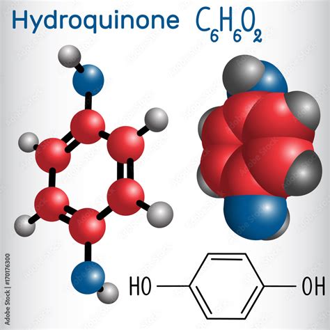 Hydroquinone ( quinol ) molecule - structural chemical formula and ...