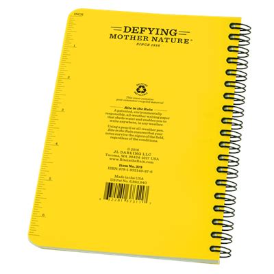 Rite In The Rain Waterproof Paper 4" x 7" Notepad, Side Spiral Bound #373