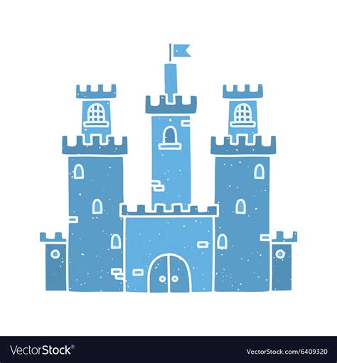 Cartoon castle isolated blue Royalty Free Vector Image