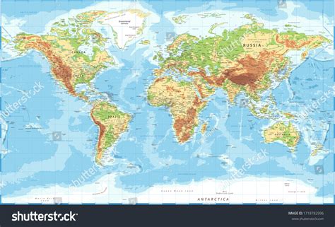 Mapa Mundial - Topografía Física -: vector de stock (libre de regalías ...