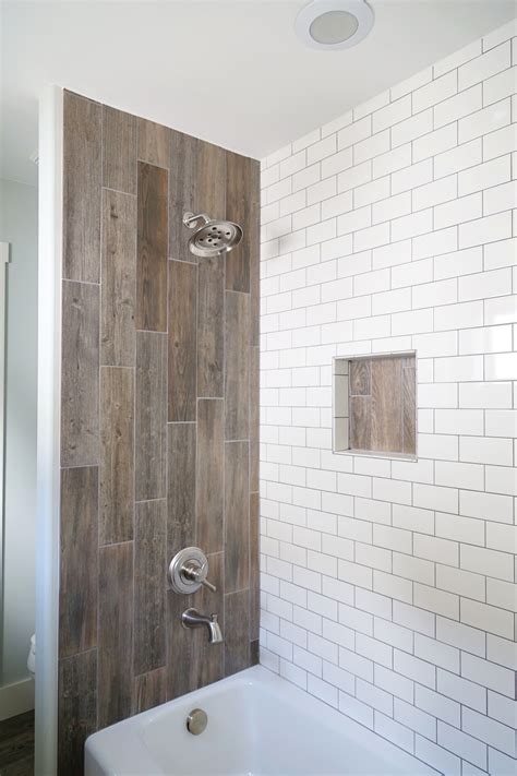 wood tile shower - nathanshead