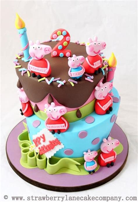 Peppa Pig joint birthday cake for six 2 year olds - - CakesDecor