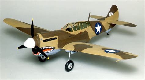 P-40 Warhawk Flying Model Balsa Aircraft Kit 711mm Wingspan from Guillow's