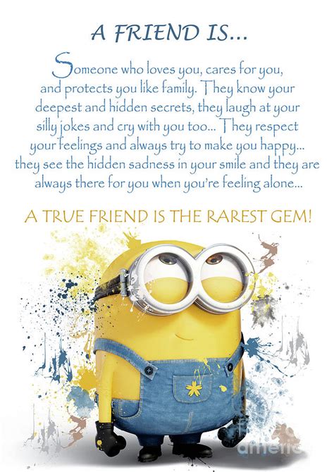 A Friend is.. Minions Cute Friendship Quotes - 34 Digital Art by Prar K ...