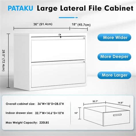 Lateral File Cabinet with Lock, 2 Drawer File Cabinet with Lock, Metal ...